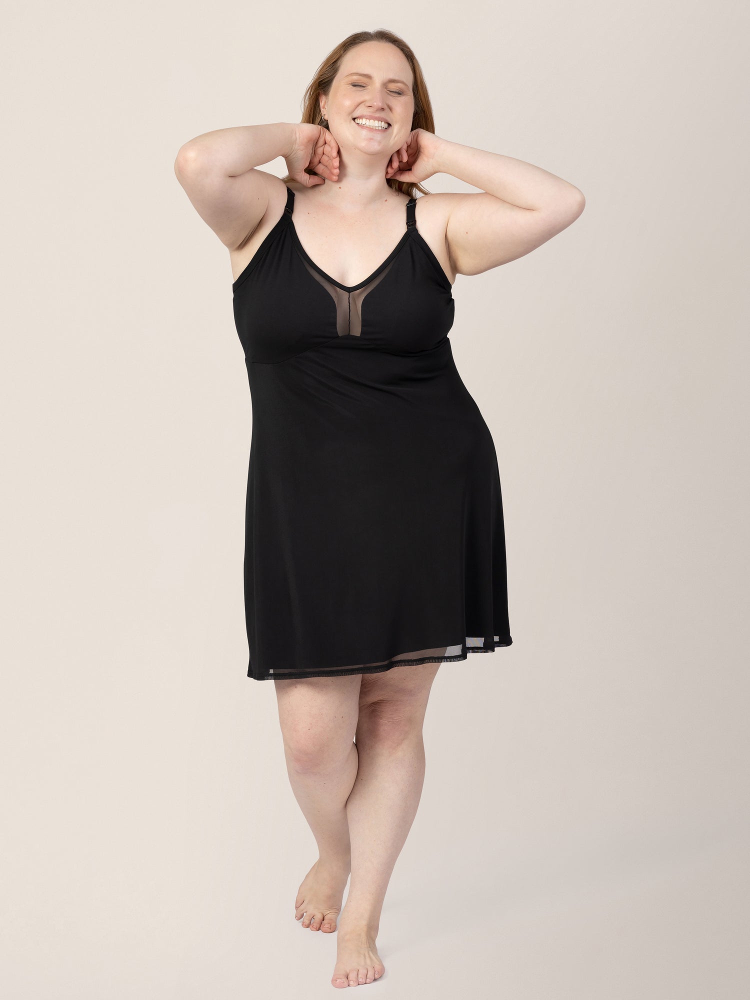 Aurora Mesh Nursing Nightgown | Black - Image 2