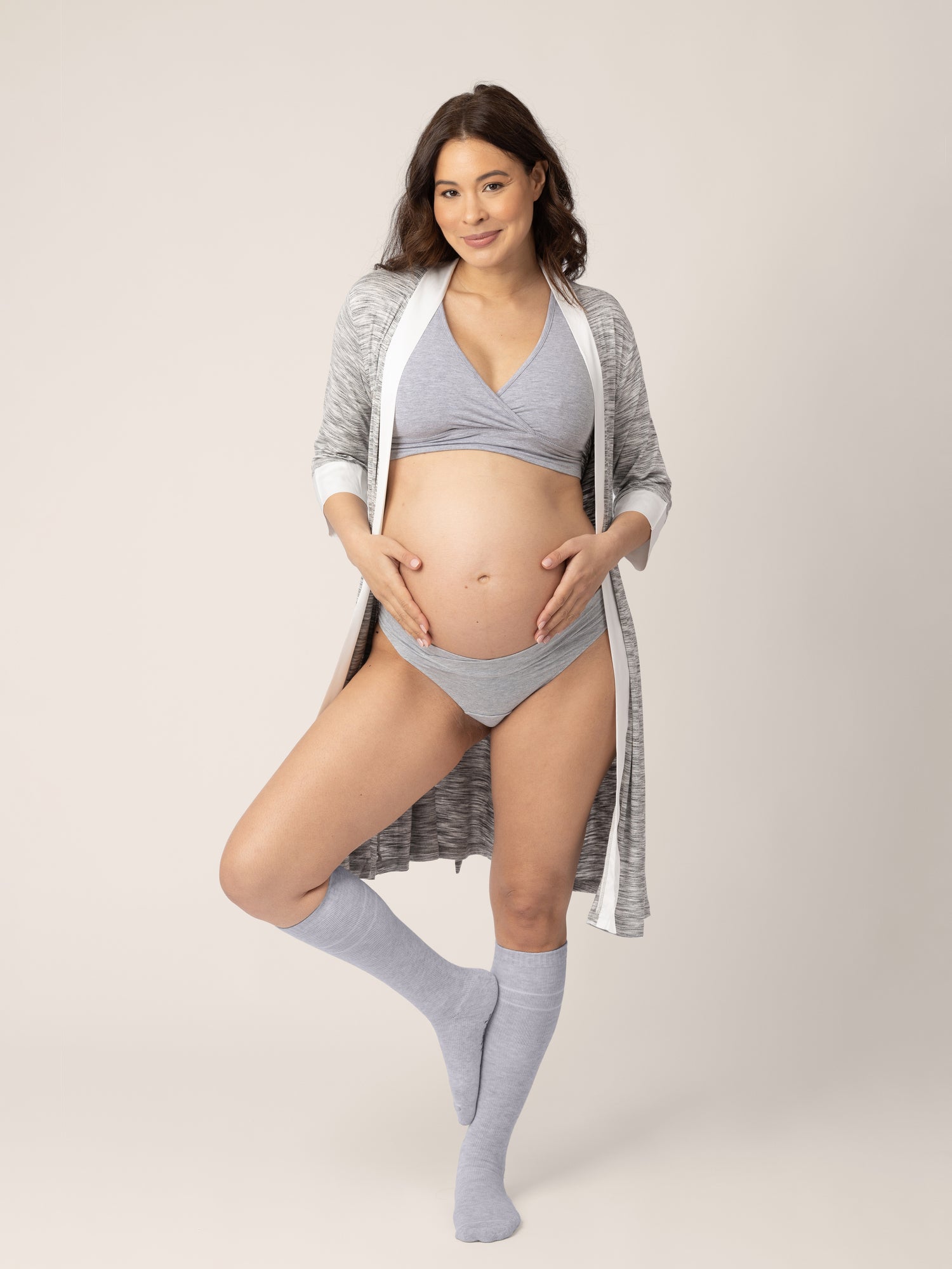 Premium Maternity Compression Socks (2-Pack) | Soft Pink & Grey Heather - Image 4