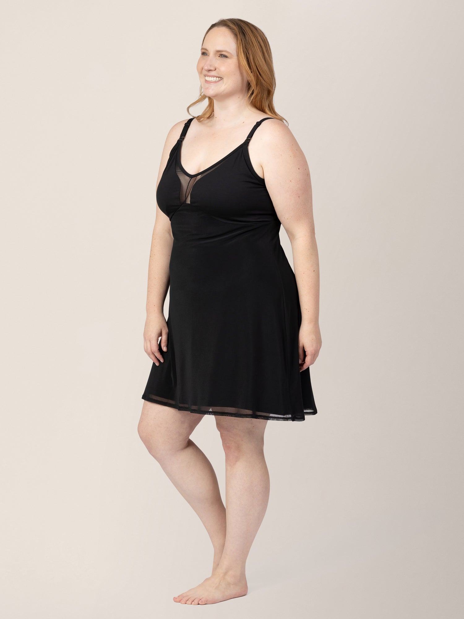 Aurora Mesh Nursing Nightgown | Black - Image 3