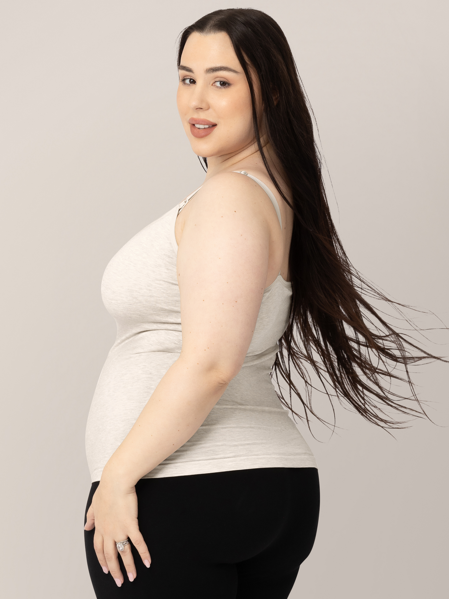 Sublime® Bamboo Maternity & Nursing Cami | Oatmeal Heather - Image 3