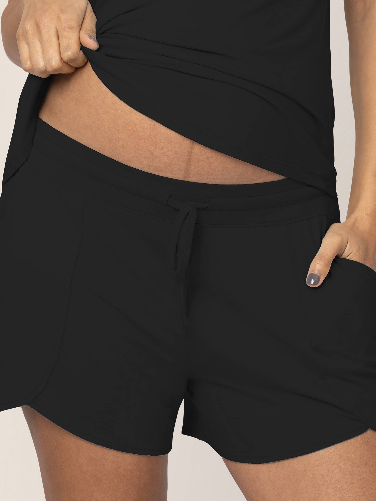 Bamboo Maternity & Postpartum Lounge Short | Black - Image 2