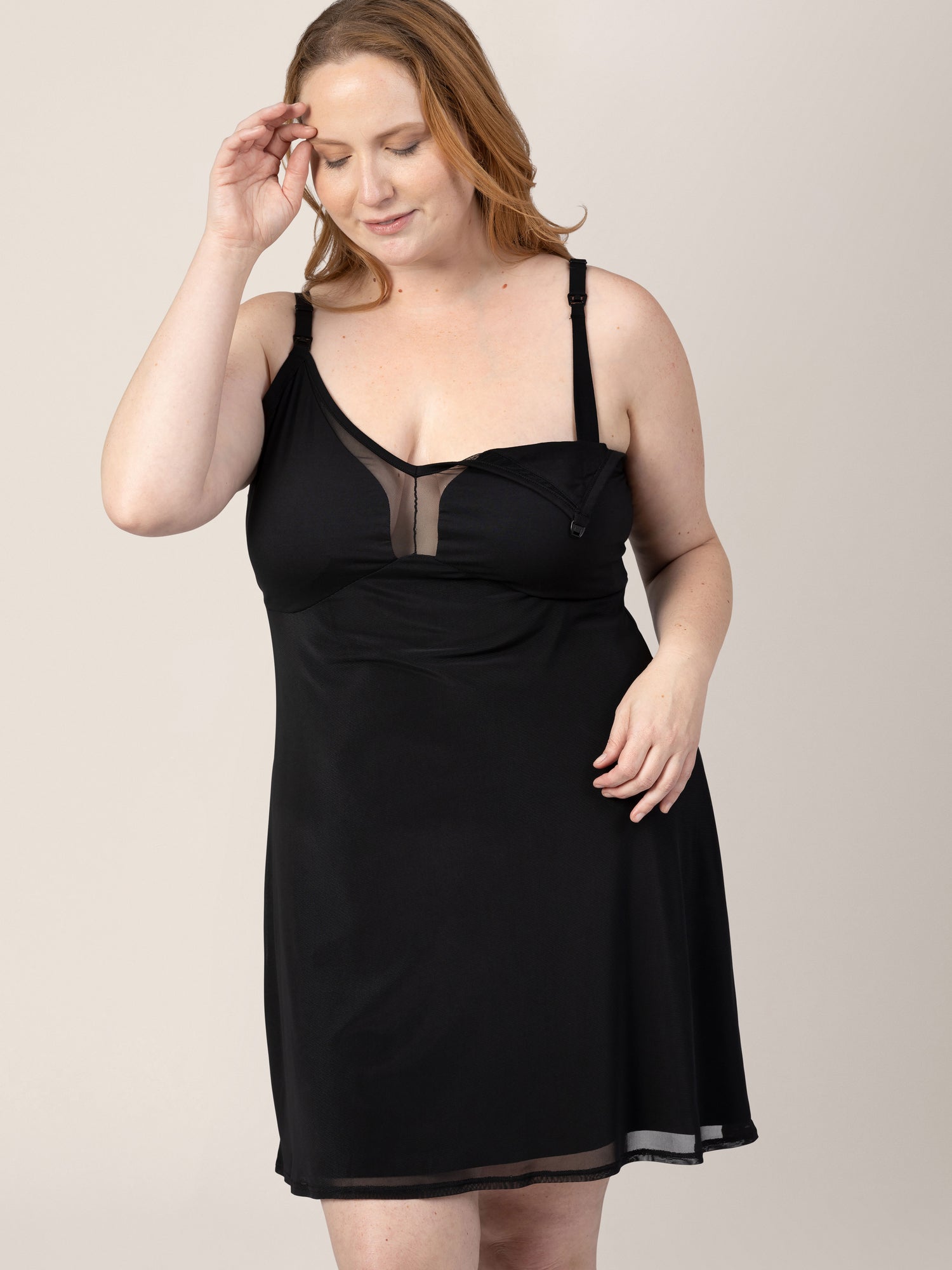 Aurora Mesh Nursing Nightgown | Black - Image 5