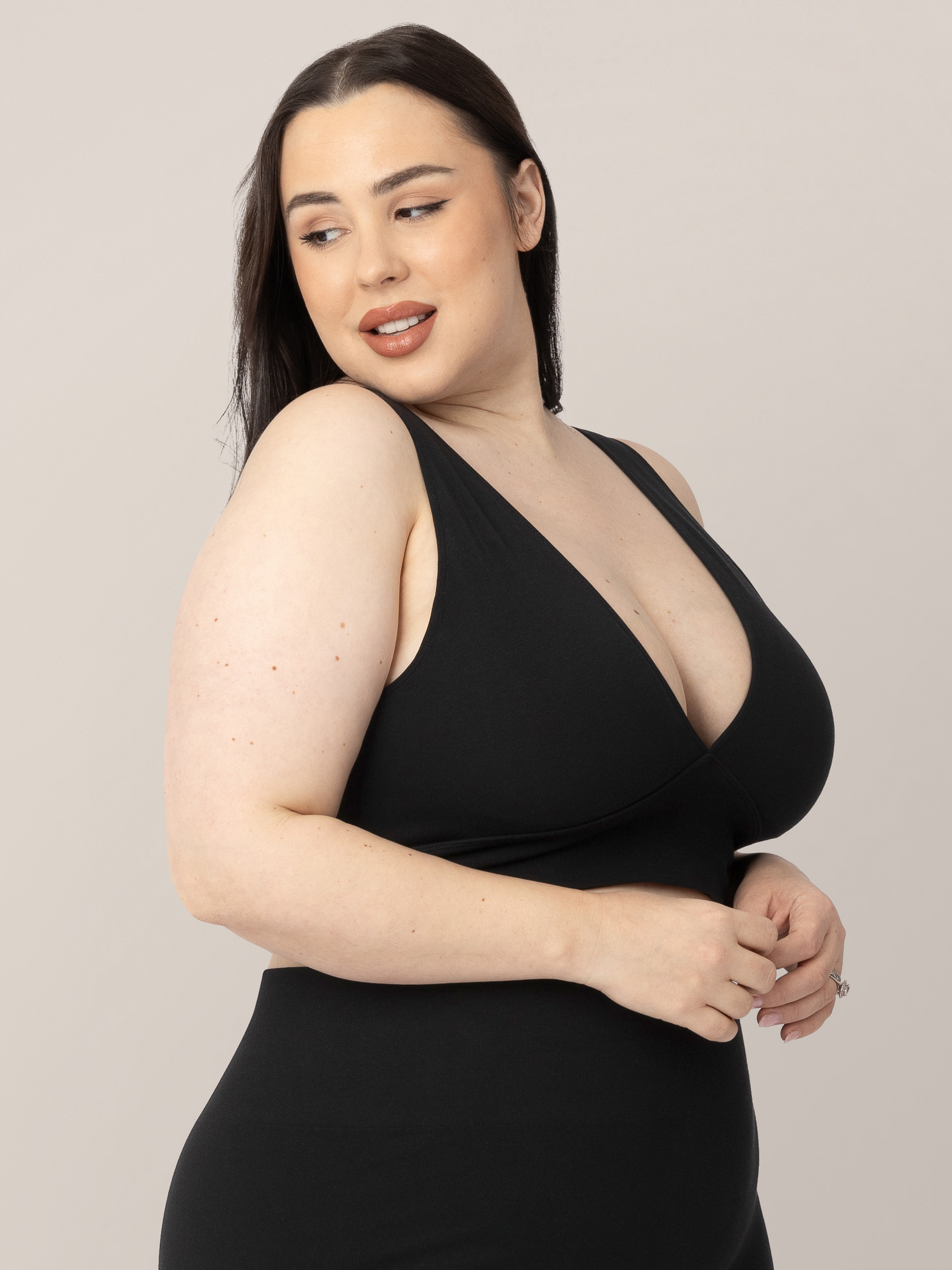 Sublime® Bamboo Maternity & Nursing Plunge Bra | Black - Image 3