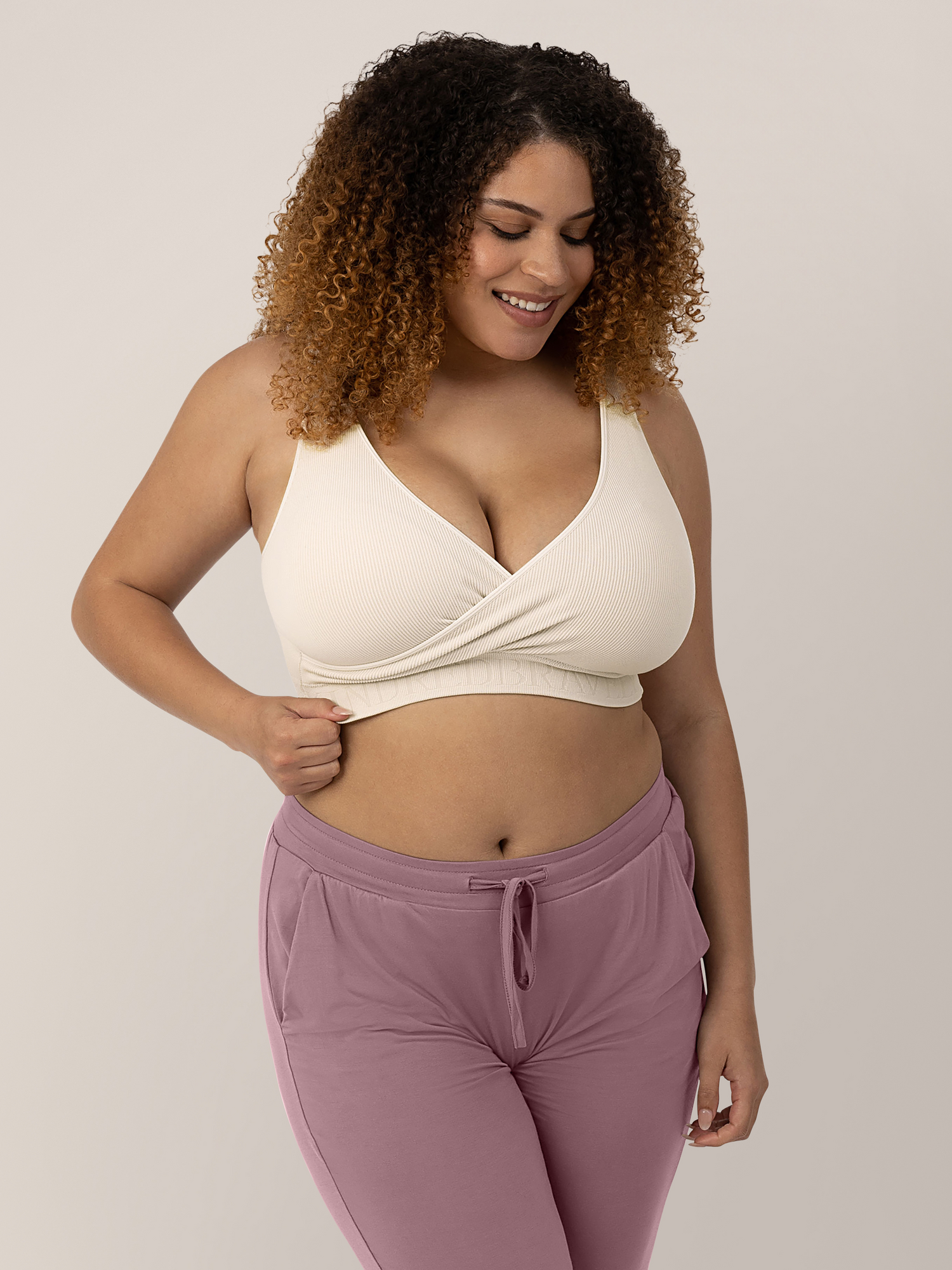 Sublime® Adjustable Crossover Nursing & Lounge Bra | Stone - Image 5