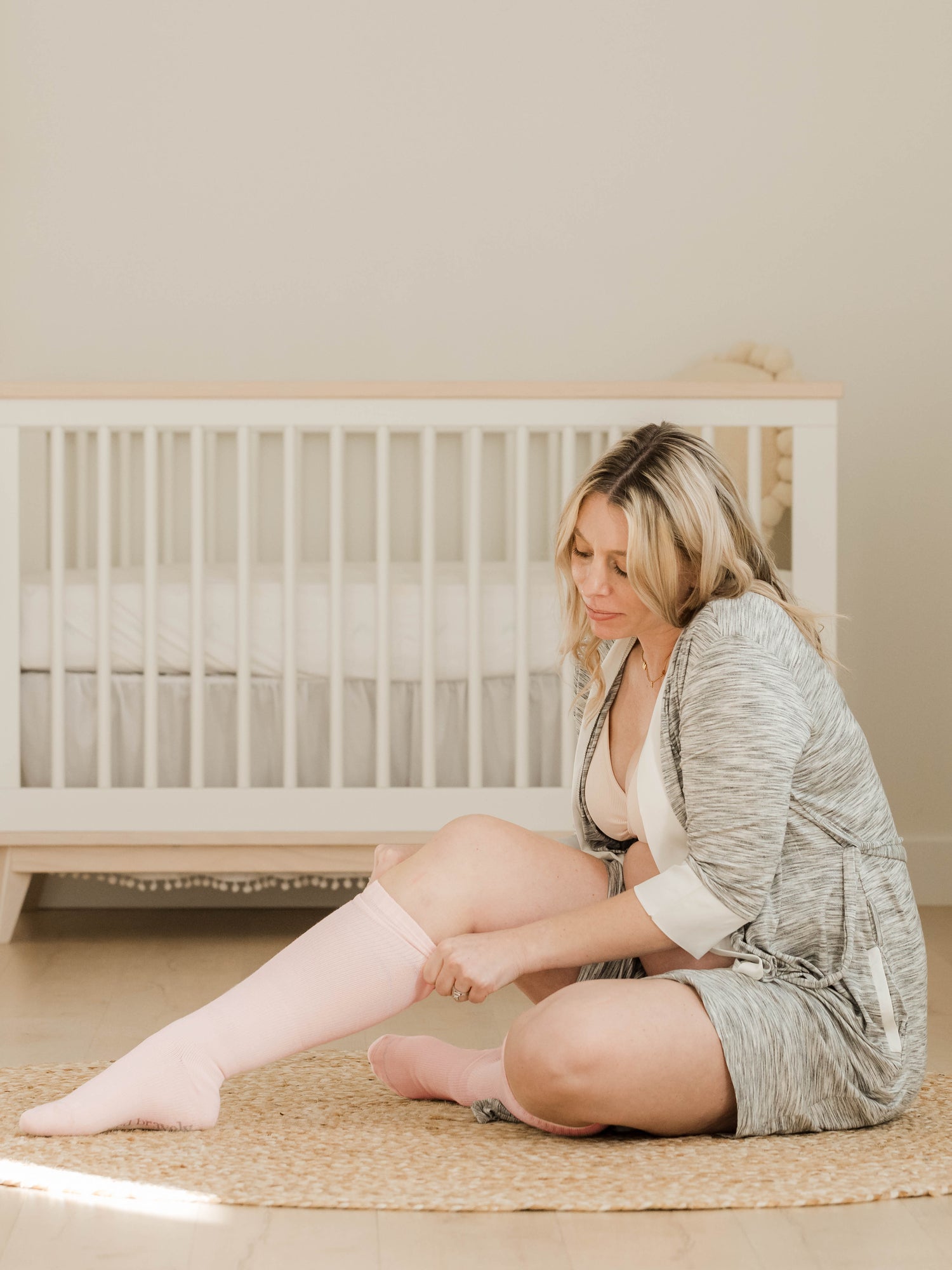 Premium Maternity Compression Socks (2-Pack) | Soft Pink & Grey Heather - Image 2