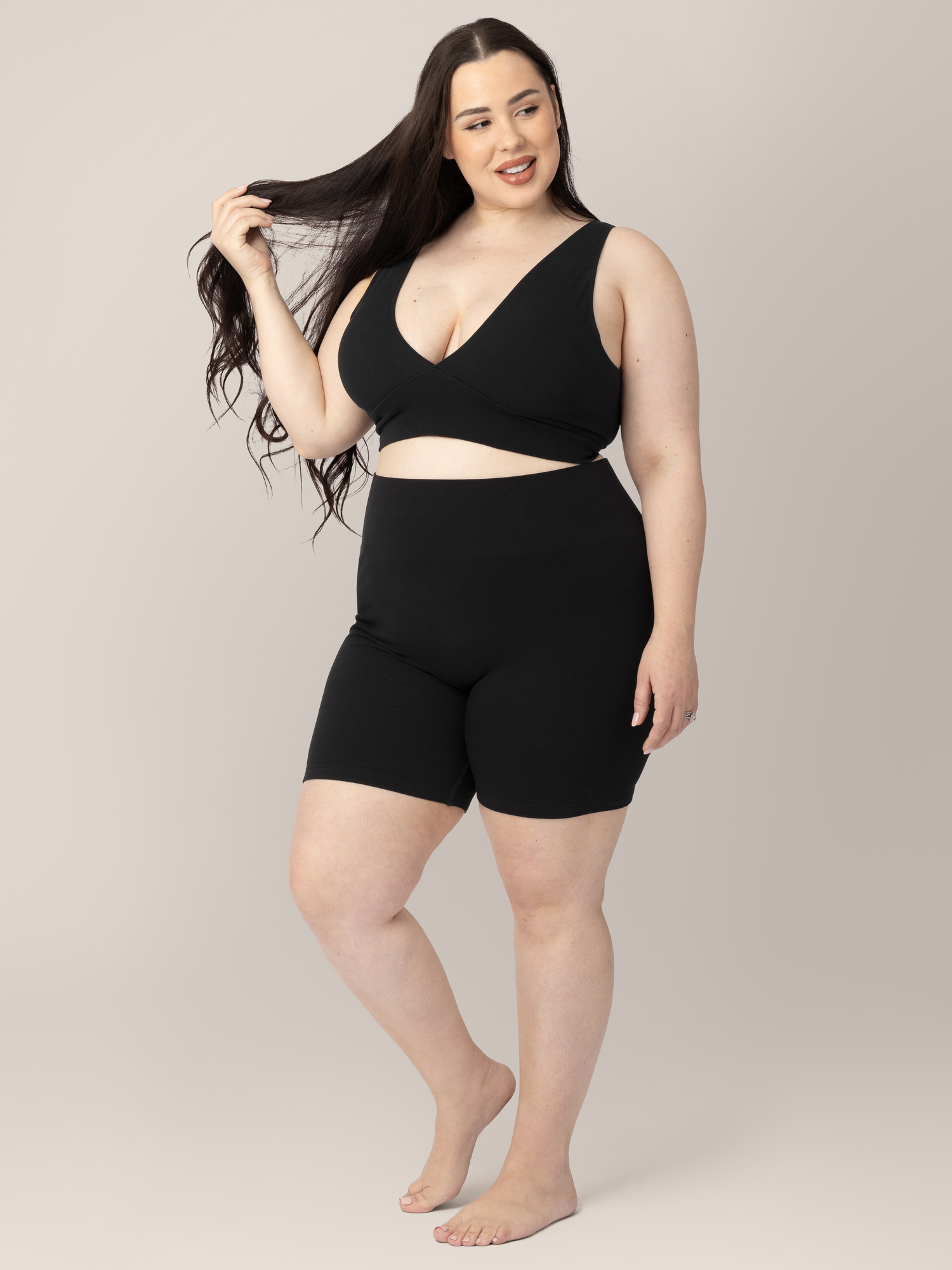 Sublime® Bamboo Maternity & Nursing Plunge Bra | Black - Image 5