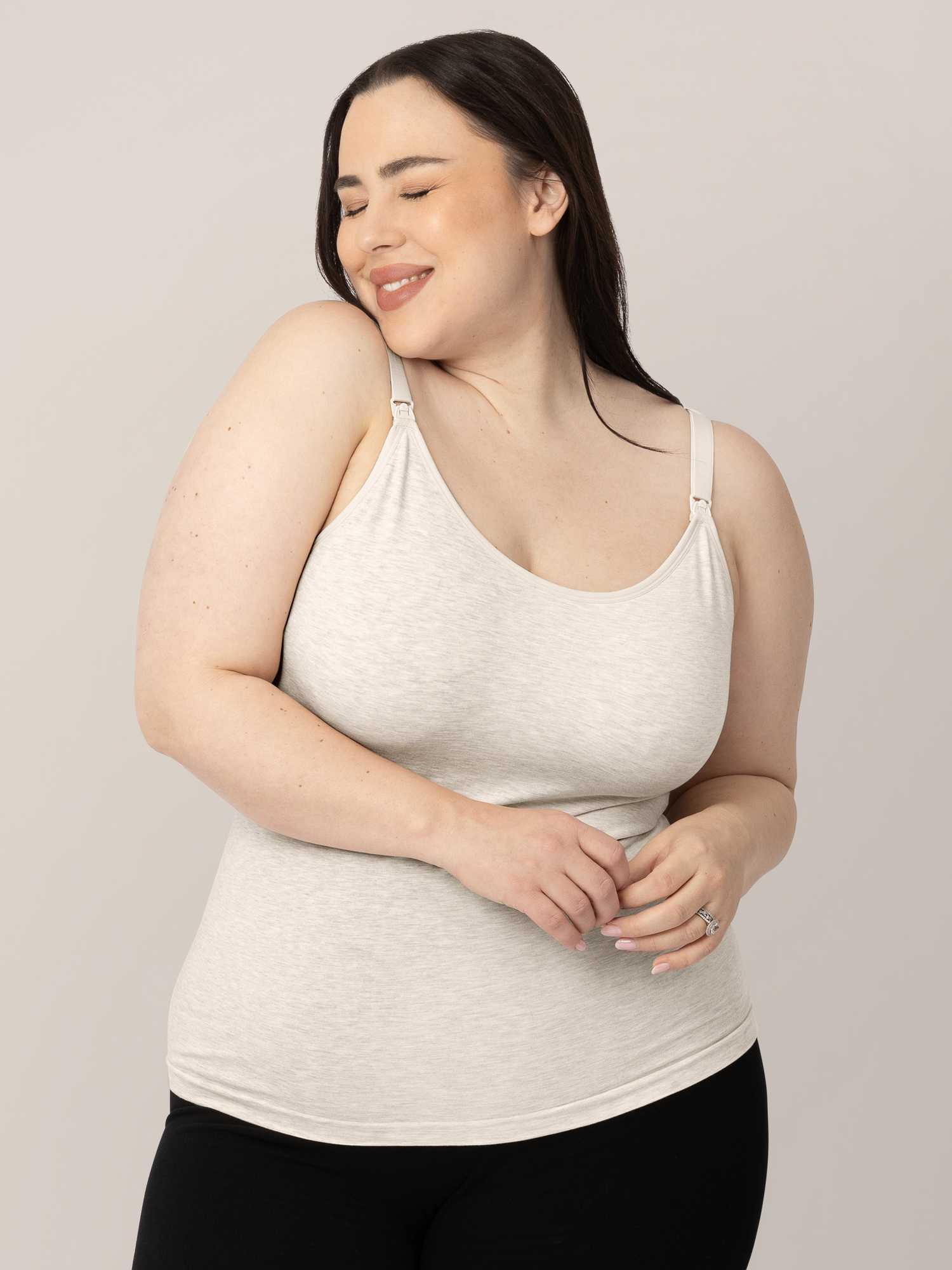 Sublime® Bamboo Maternity & Nursing Cami | Oatmeal Heather - Image 2