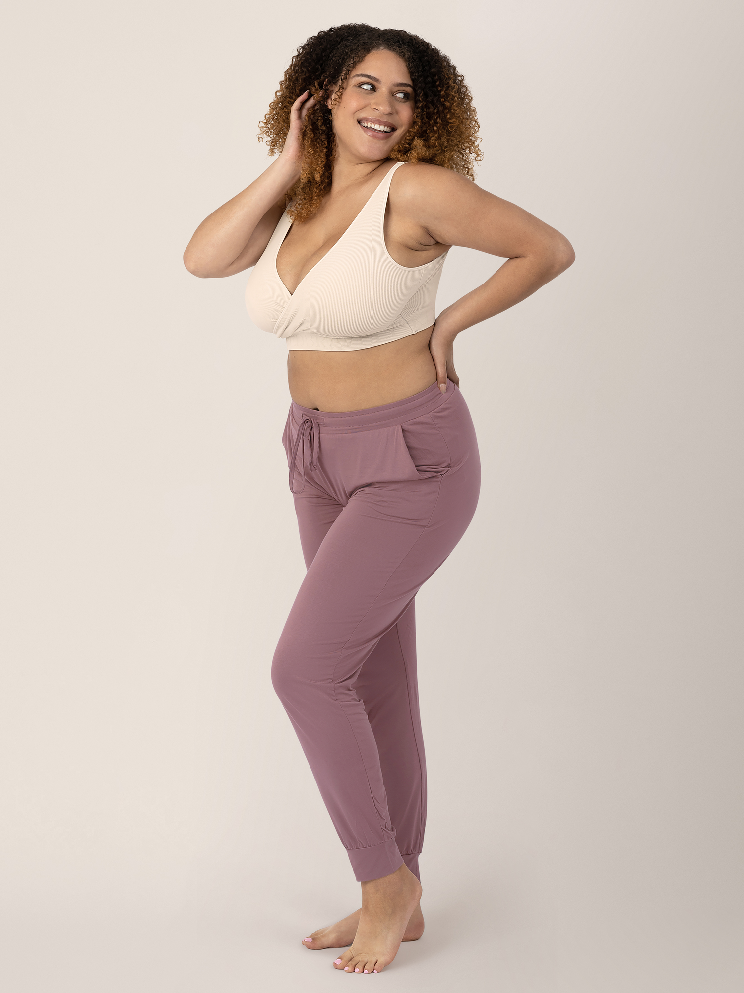 Sublime® Adjustable Crossover Nursing & Lounge Bra | Stone - Image 6