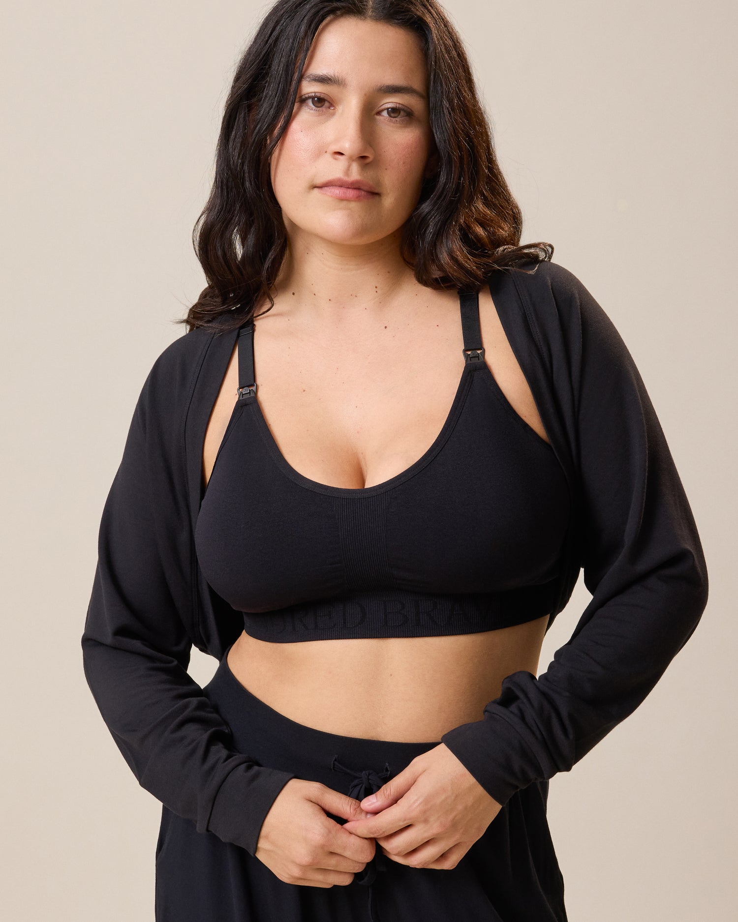 French Terry Cardigan Shrug | Black