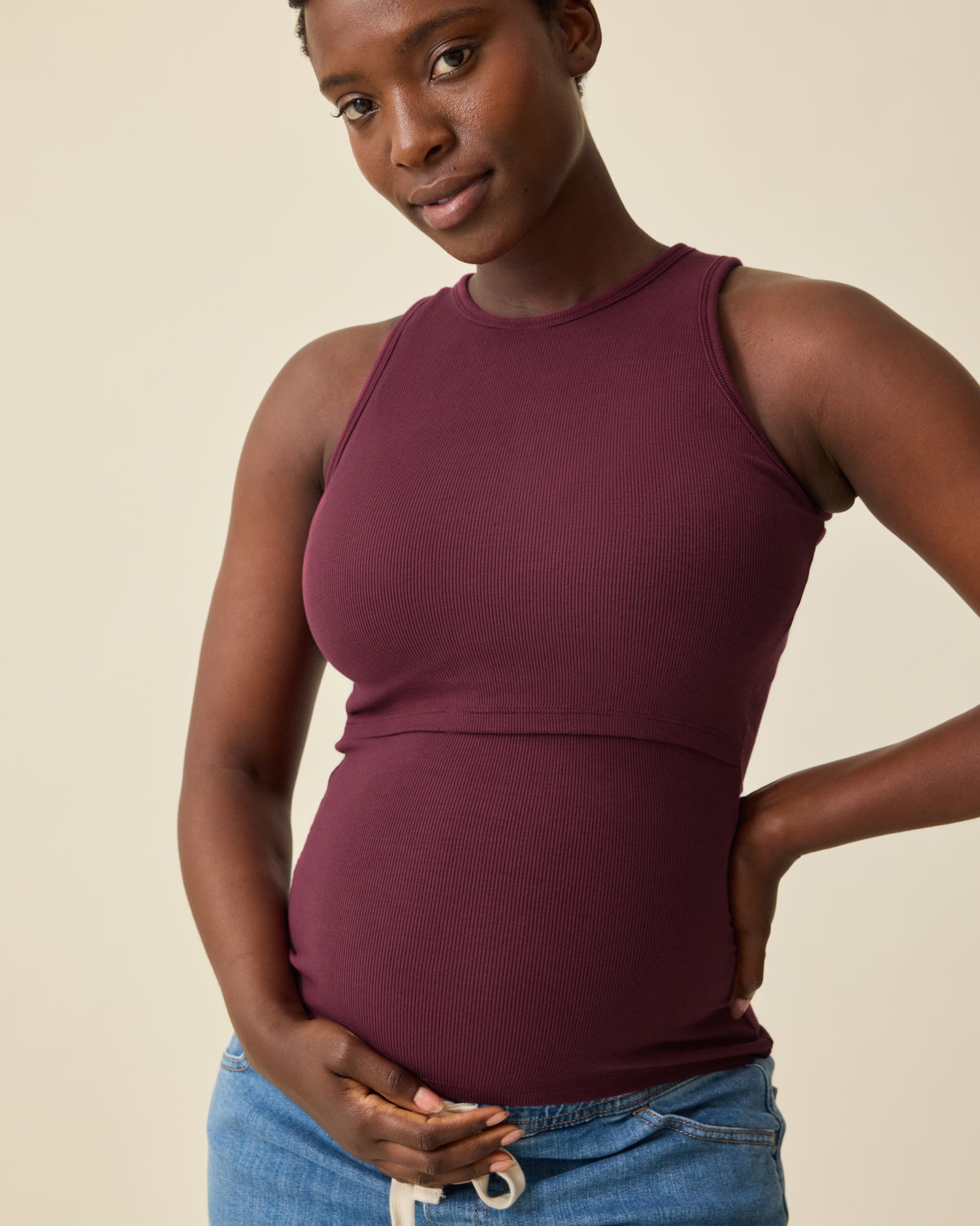 Ribbed Bamboo Racerback Nursing Tank | Harbor Blue - Image 5