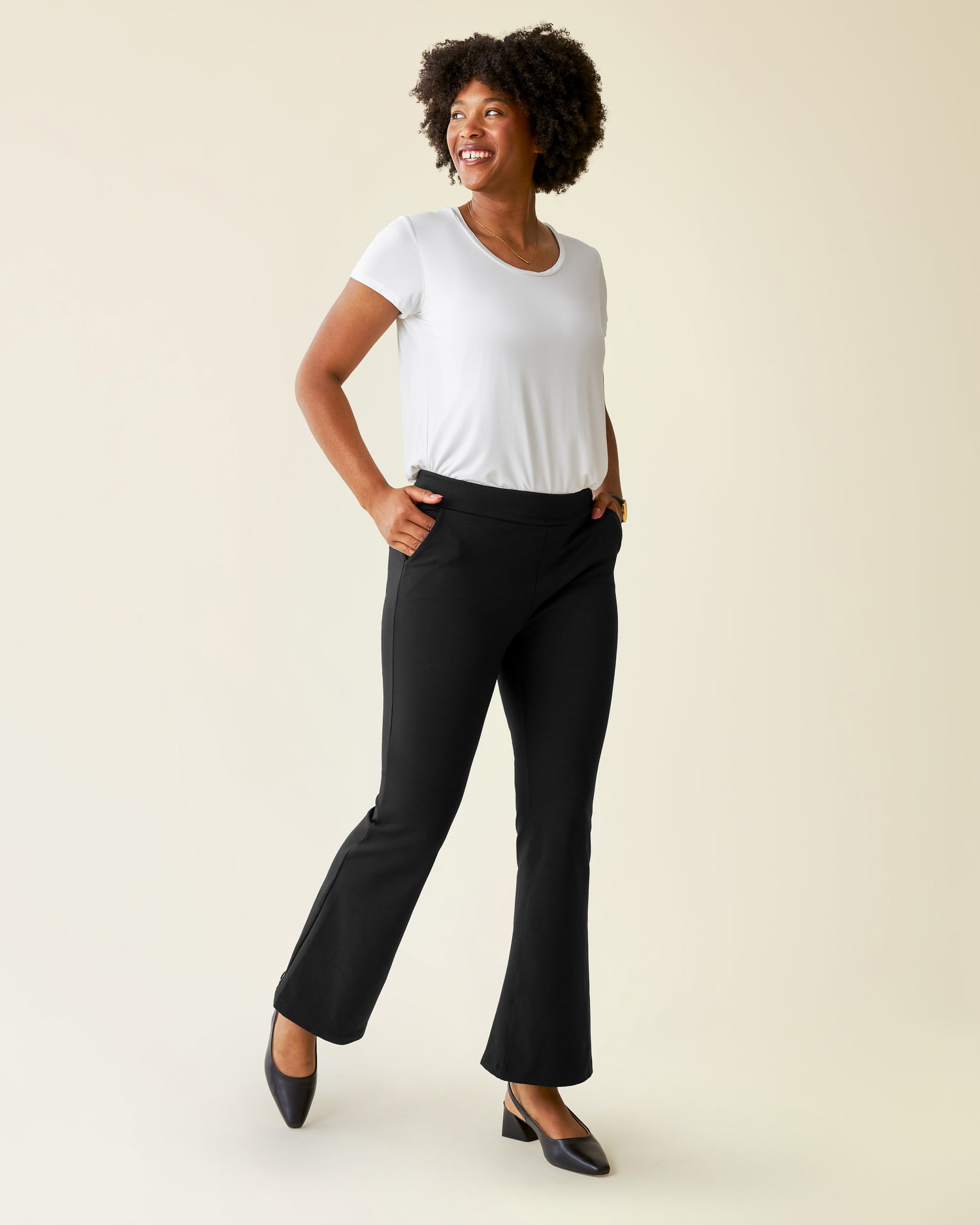 Postpartum Ponte Flare Pant | Black - Image 3