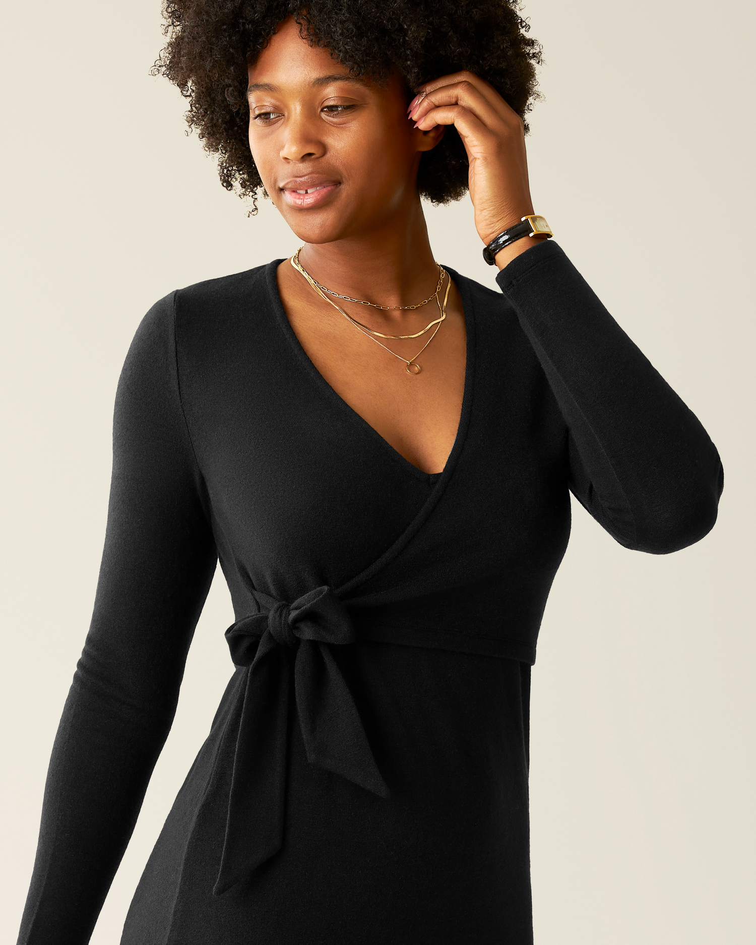 Kate Nursing Wrap Sweater Dress | Black - Image 3