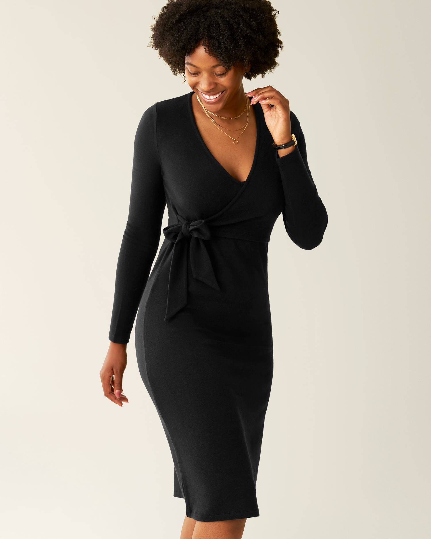 Kate Nursing Wrap Sweater Dress | Black - Image 5
