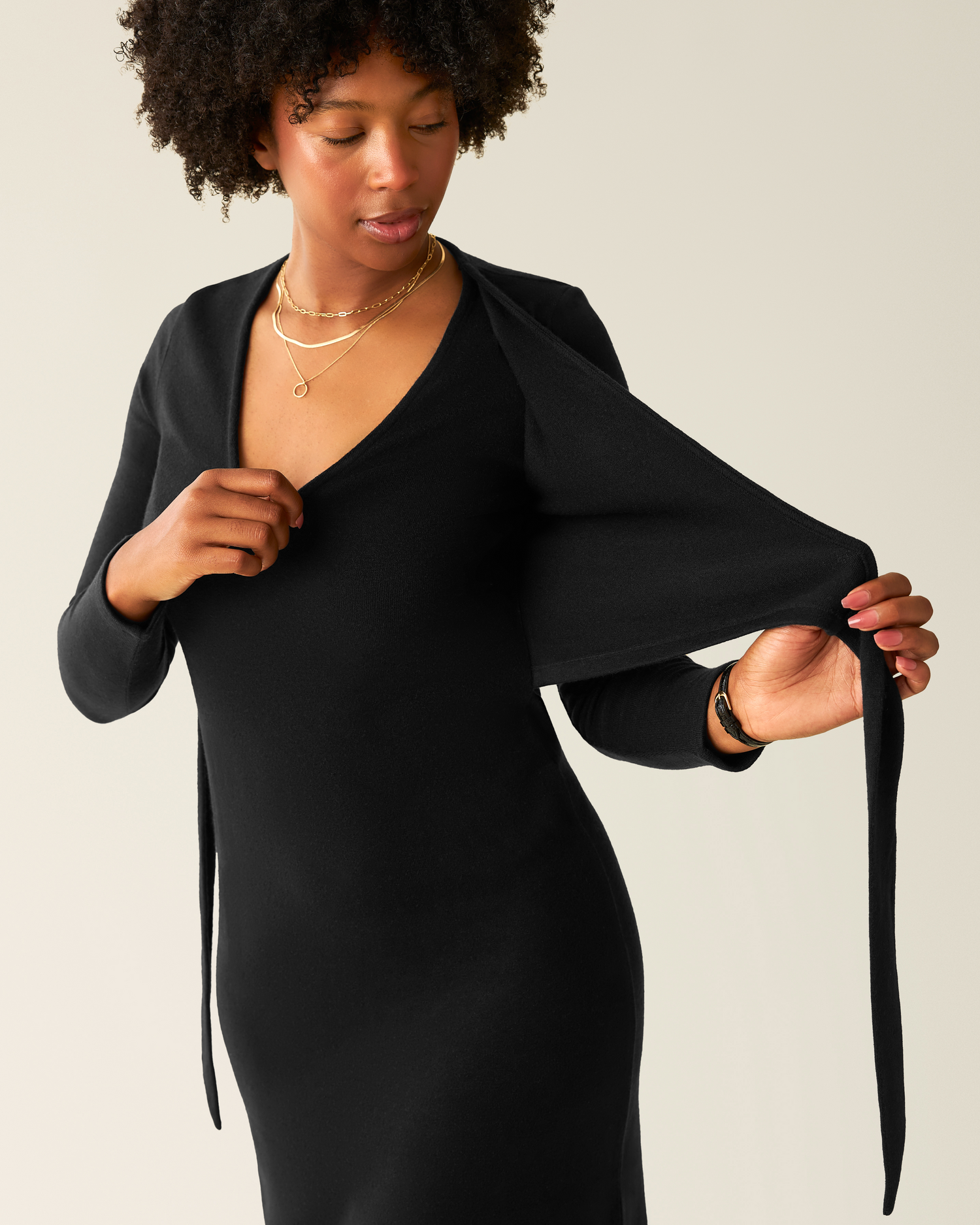Kate Nursing Wrap Sweater Dress | Black - Image 2