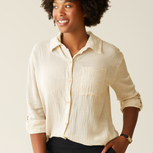 Reese Oversized Linen Button Down Shirt | Natural