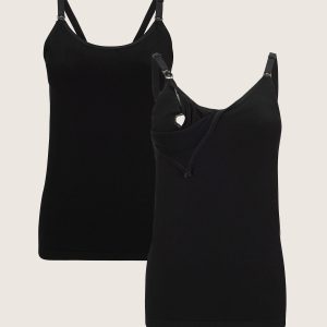 Sublime® Bamboo Pumping Cami Two-Pack | Black