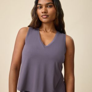 Aria Bamboo Cropped V-neck Tank | Granite