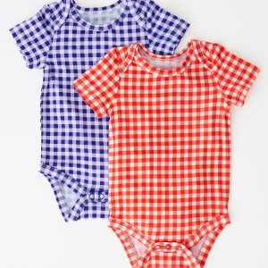 Baby Onesie Two-Pack | Red & Blue Gingham
