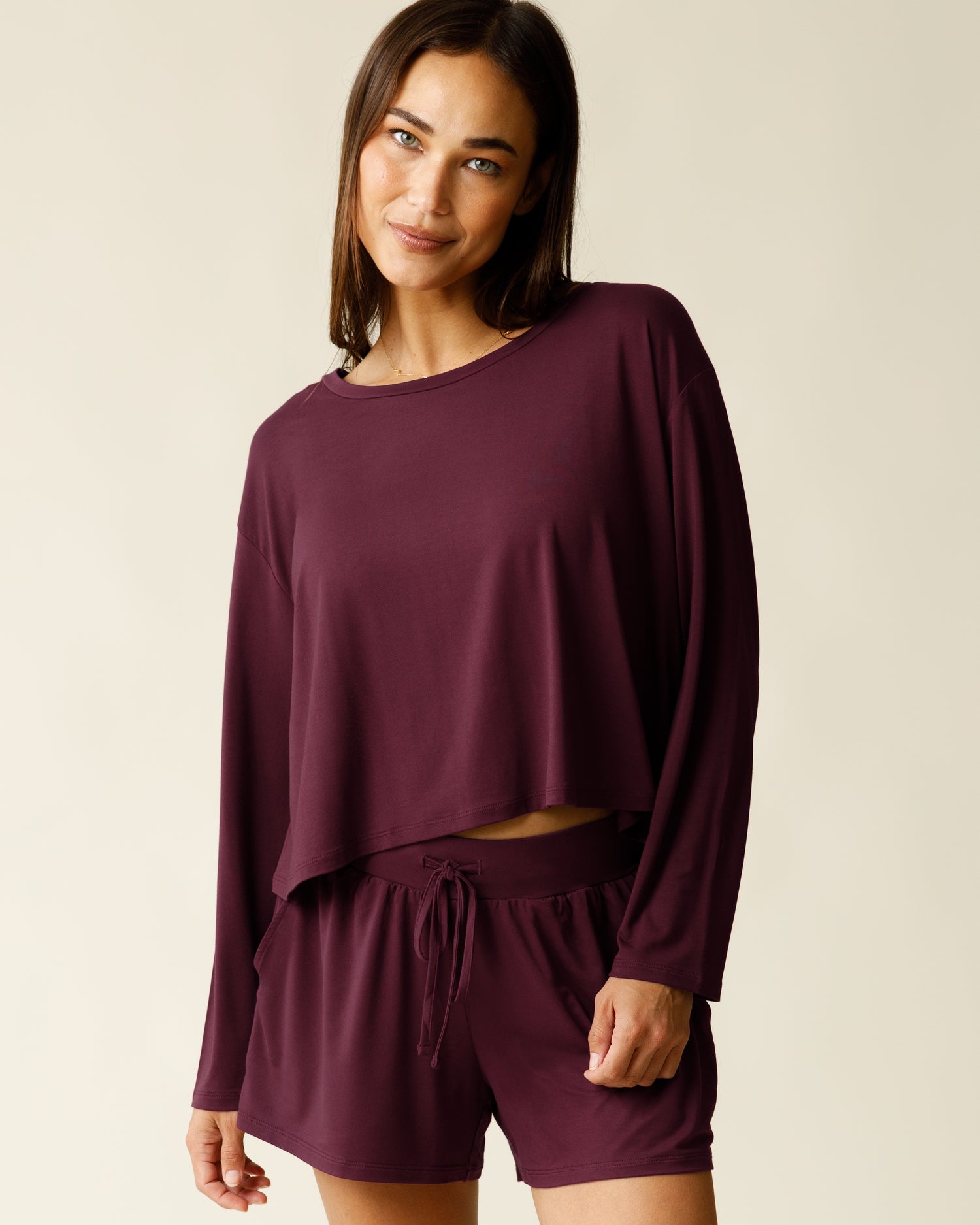 Aria Bamboo Casual Cropped Long Sleeve Top | Thyme - Image 6