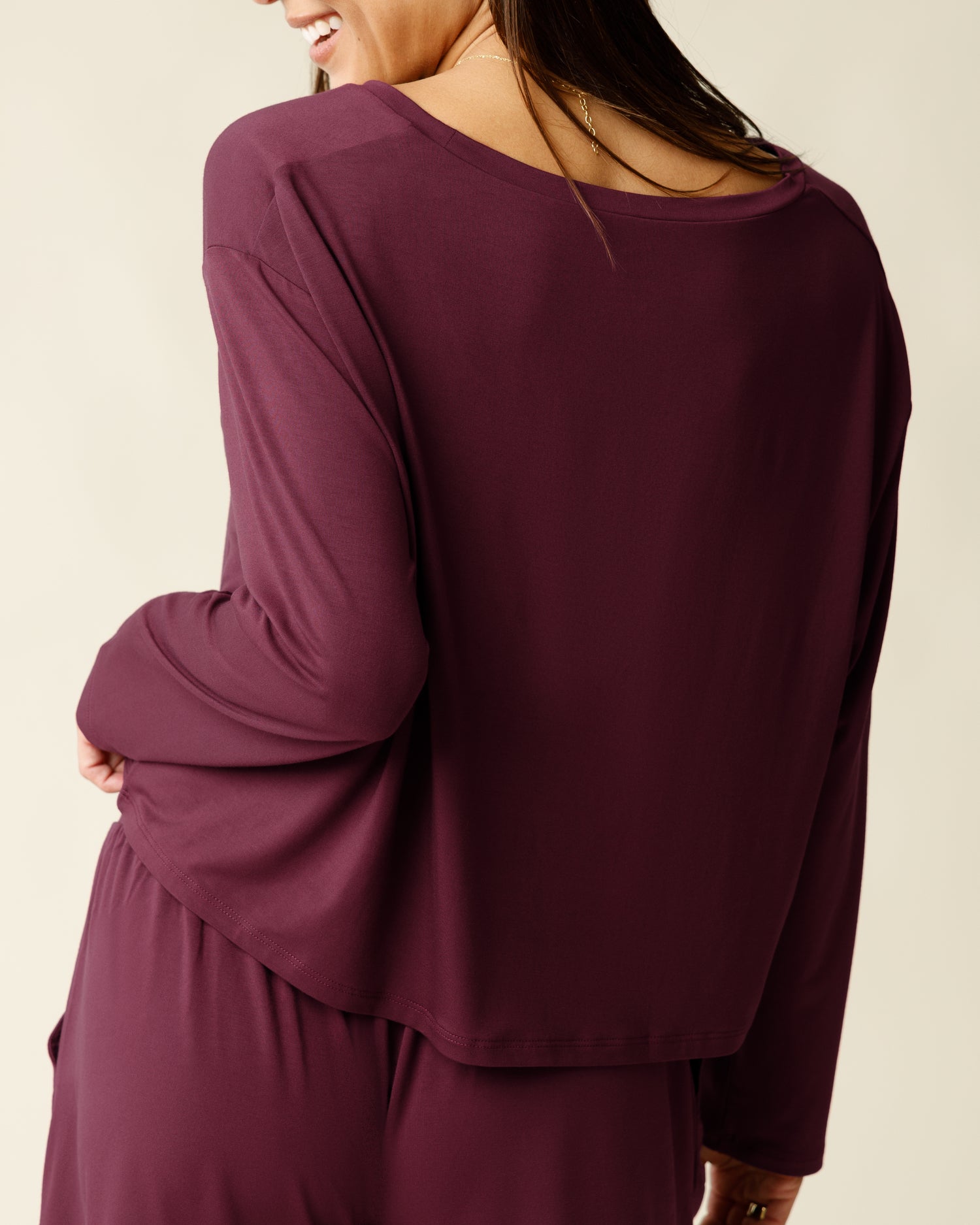 Aria Bamboo Casual Cropped Long Sleeve Top | Thyme - Image 8