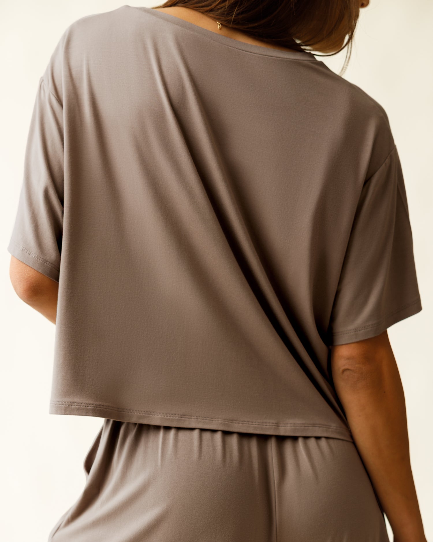 Aria Bamboo Casual Cropped Short Sleeve Top | Black - Image 32