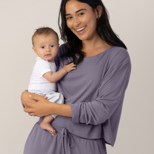 Aria Bamboo Casual Cropped Long Sleeve Top | Granite