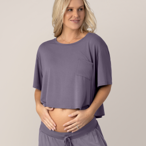 Aria Bamboo Casual Cropped Short Sleeve Top | Granite