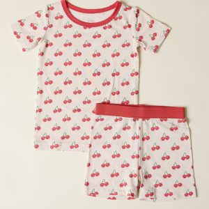 Bamboo Short Sleeve & Shorts Set | Ivory Cherries