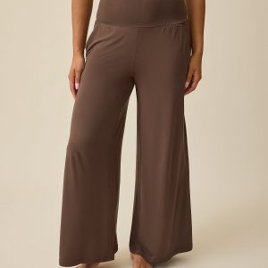 Bamboo Wide Leg Maternity & Postpartum Lounge Pant | Chocolate
