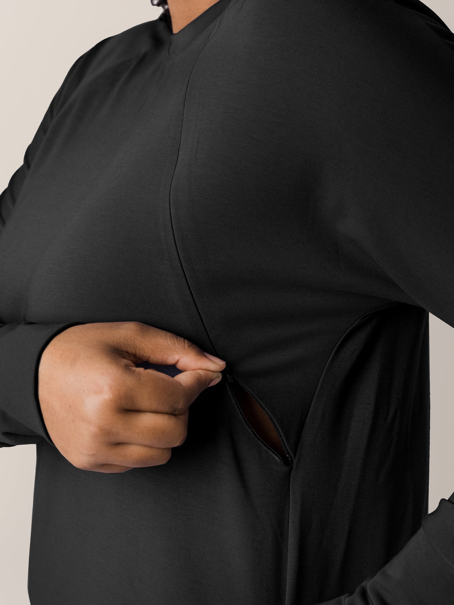 Bamboo Maternity & Nursing Crew Neck Sweatshirt | Black - Image 4
