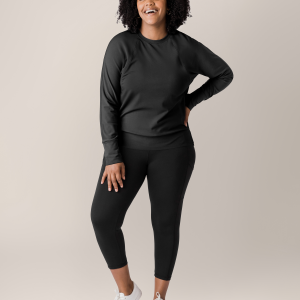 Bamboo Maternity & Nursing Crew Neck Sweatshirt | Black