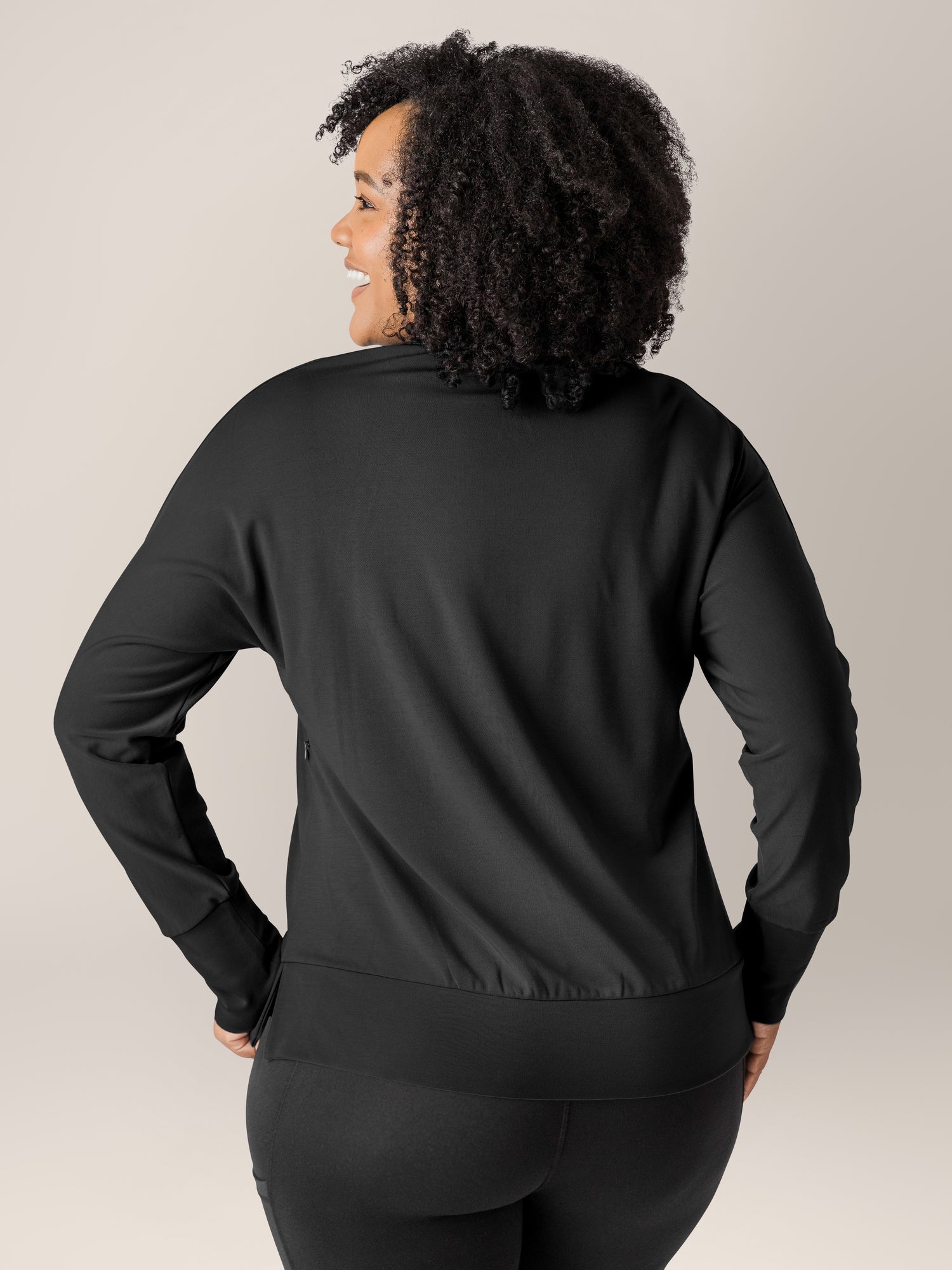 Bamboo Maternity & Nursing Crew Neck Sweatshirt | Black - Image 3