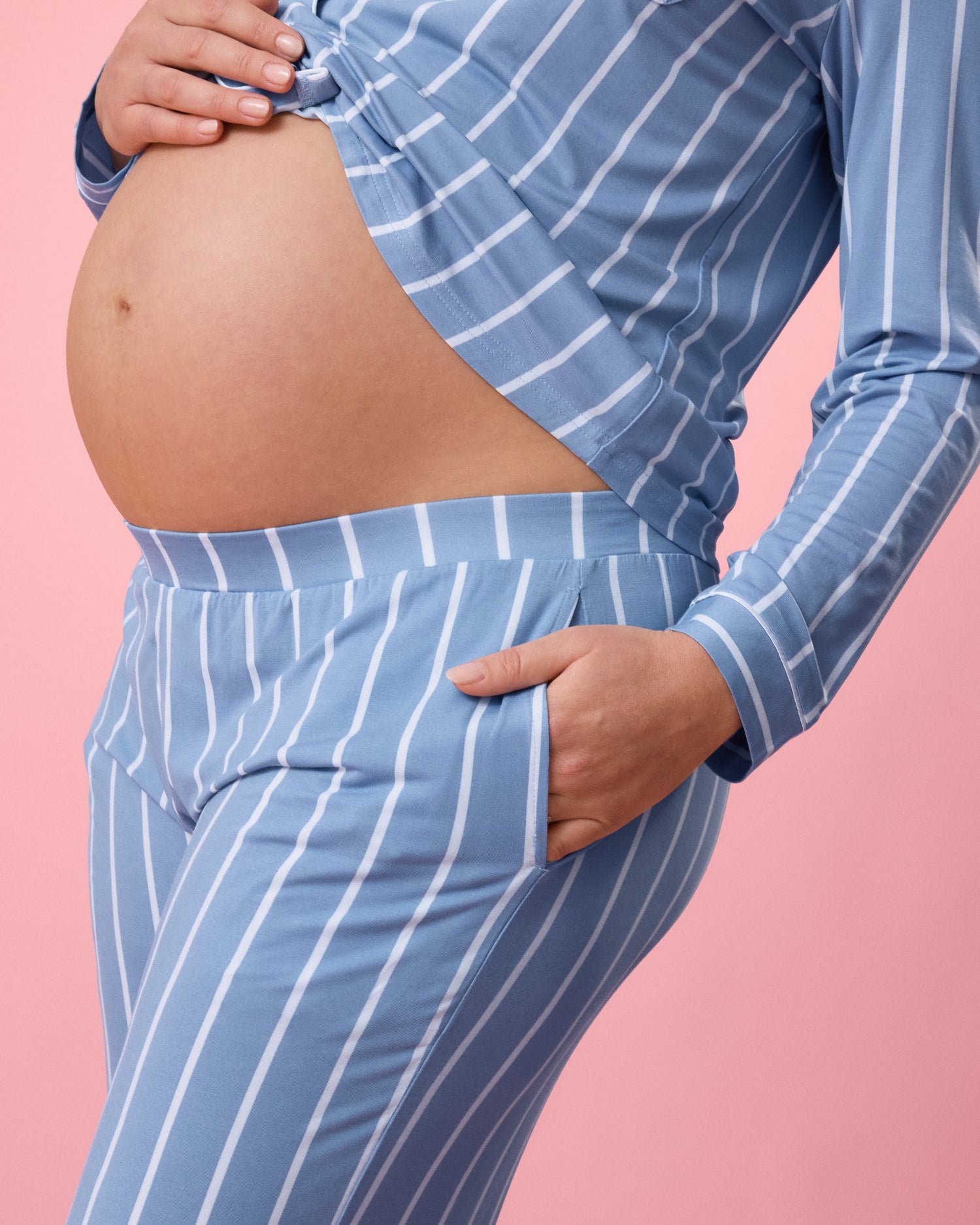 Bamboo Long Sleeve Pajama Set | Dandelion Stripe - Image 39