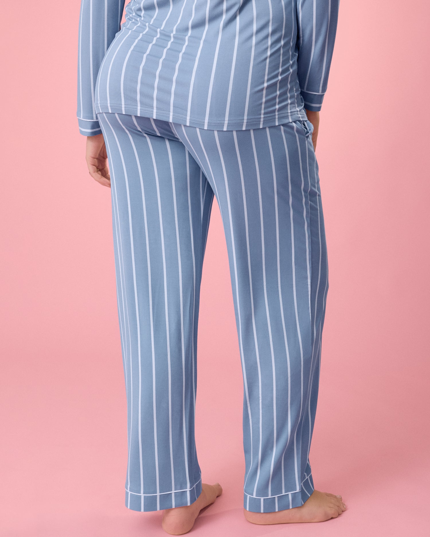 Bamboo Long Sleeve Pajama Set | Dandelion Stripe - Image 40