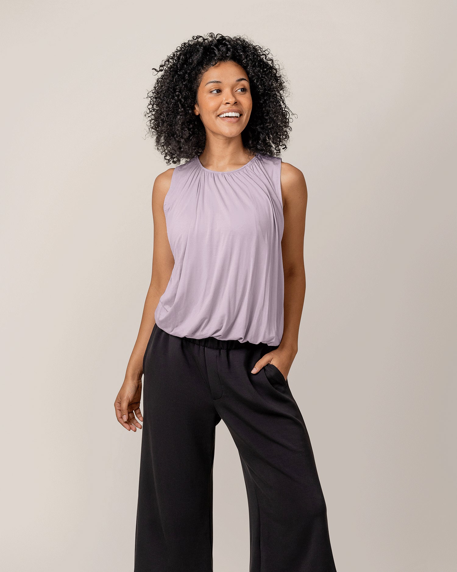 Piper Bubble Hem Nursing Tank | Lavender Mist