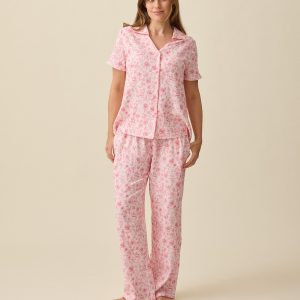 Cotton Bamboo Pajama Set | Pink Toile