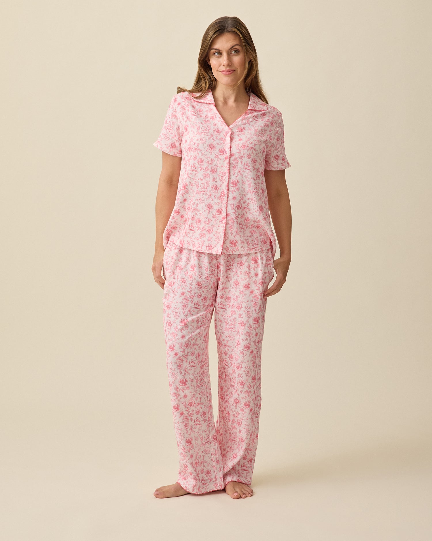 Cotton Bamboo Pajama Set | Pink Toile