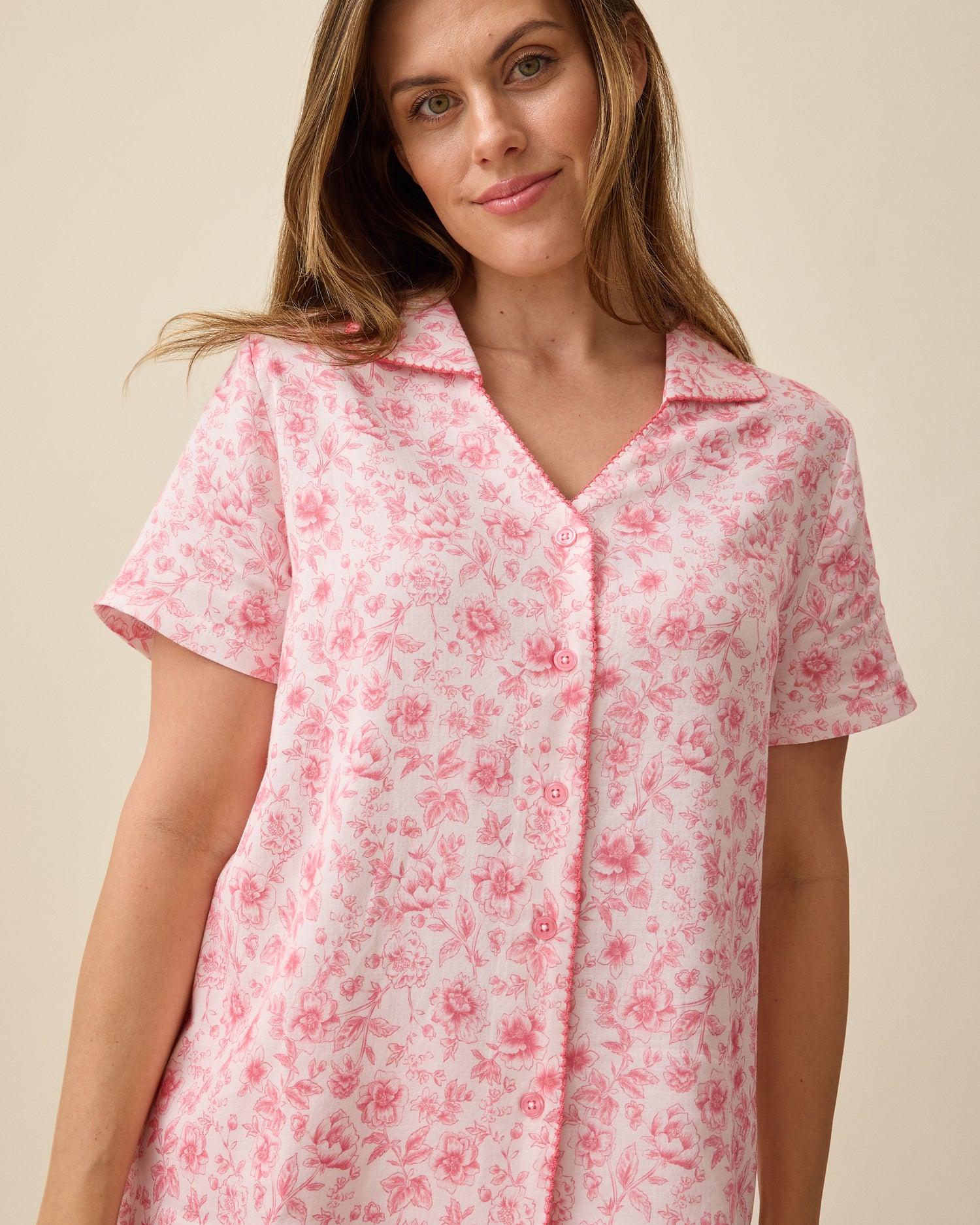 Cotton Bamboo Pajama Set | Pink Toile - Image 2