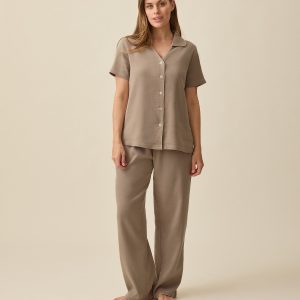 Cotton Bamboo Pajama Set | Taupe