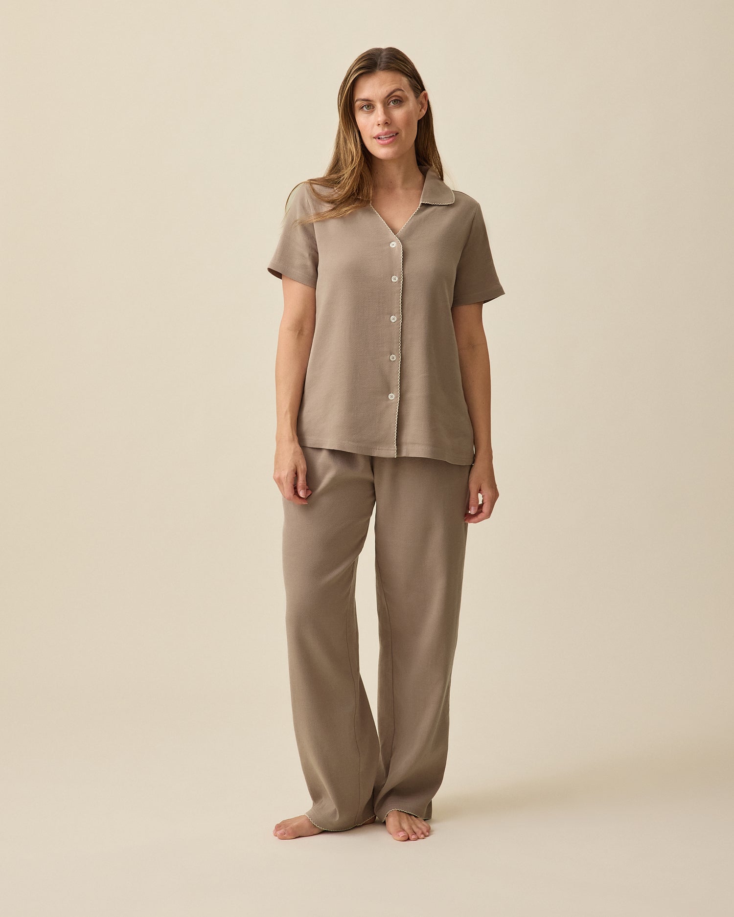 Cotton Bamboo Pajama Set | Taupe