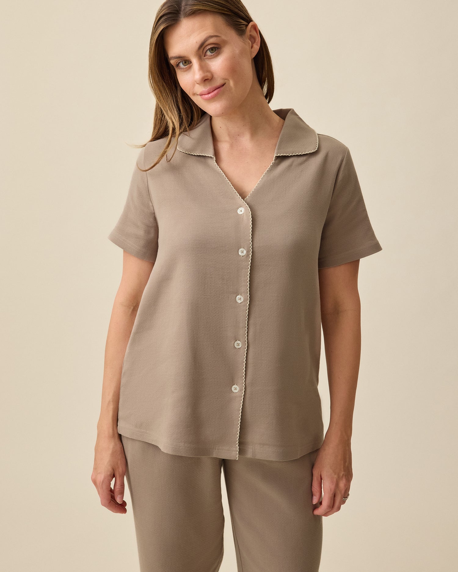 Cotton Bamboo Pajama Set | Taupe - Image 3