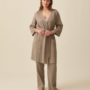 Cotton Bamboo Robe | Taupe