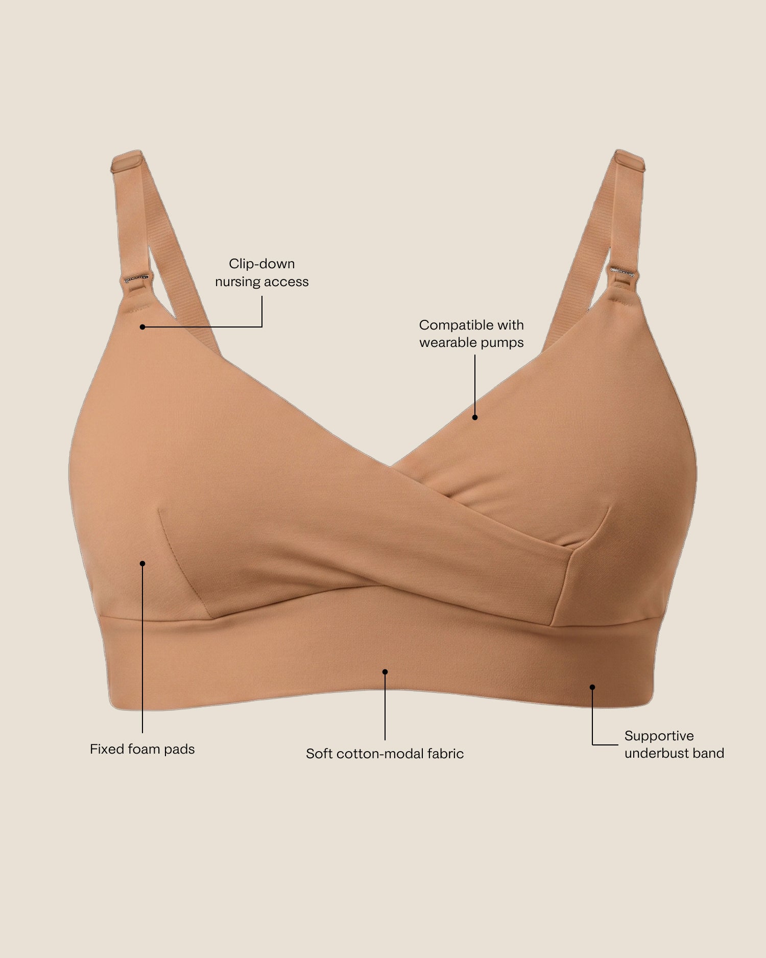 SoftStretch Cotton Nursing Bra | Buff - Image 6