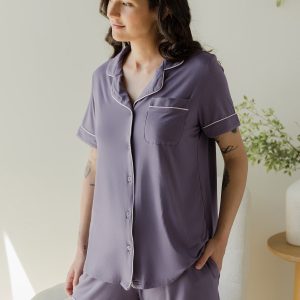 Clea Bamboo Short Sleeve Pajama Set | Granite