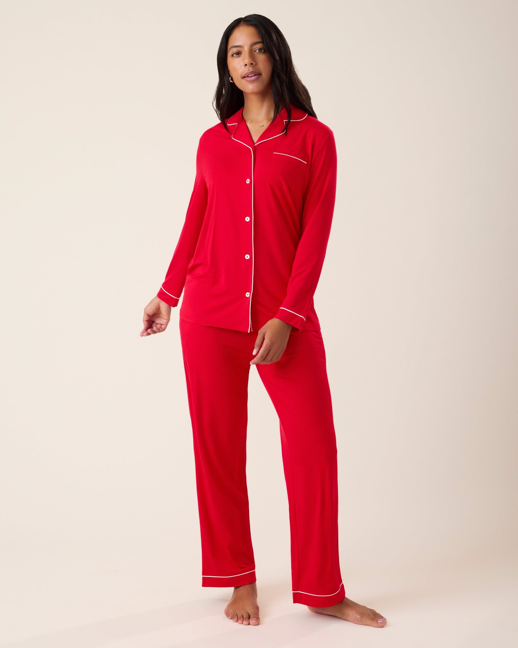 Bamboo Long Sleeve Pajama Set | Dandelion Stripe - Image 29
