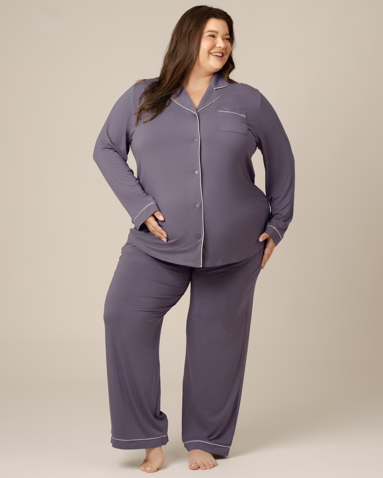 Bamboo Long Sleeve Pajama Set | Granite