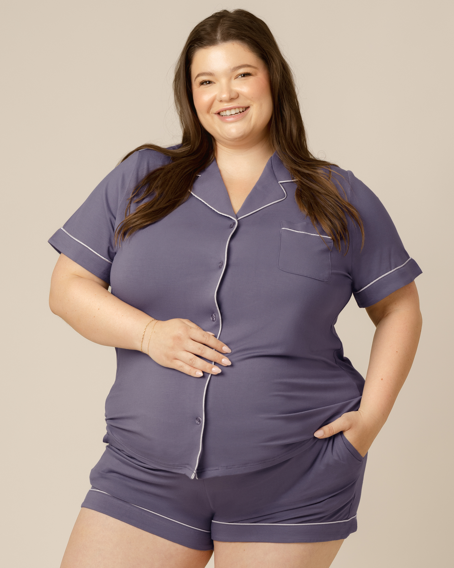 Clea Bamboo Short Sleeve Pajama Set | Granite - Image 6