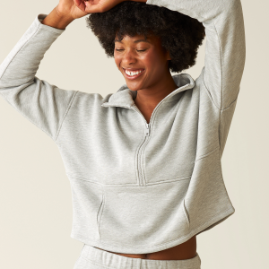 Cloud Fleece Half Zip Nursing Pullover | Grey Heather