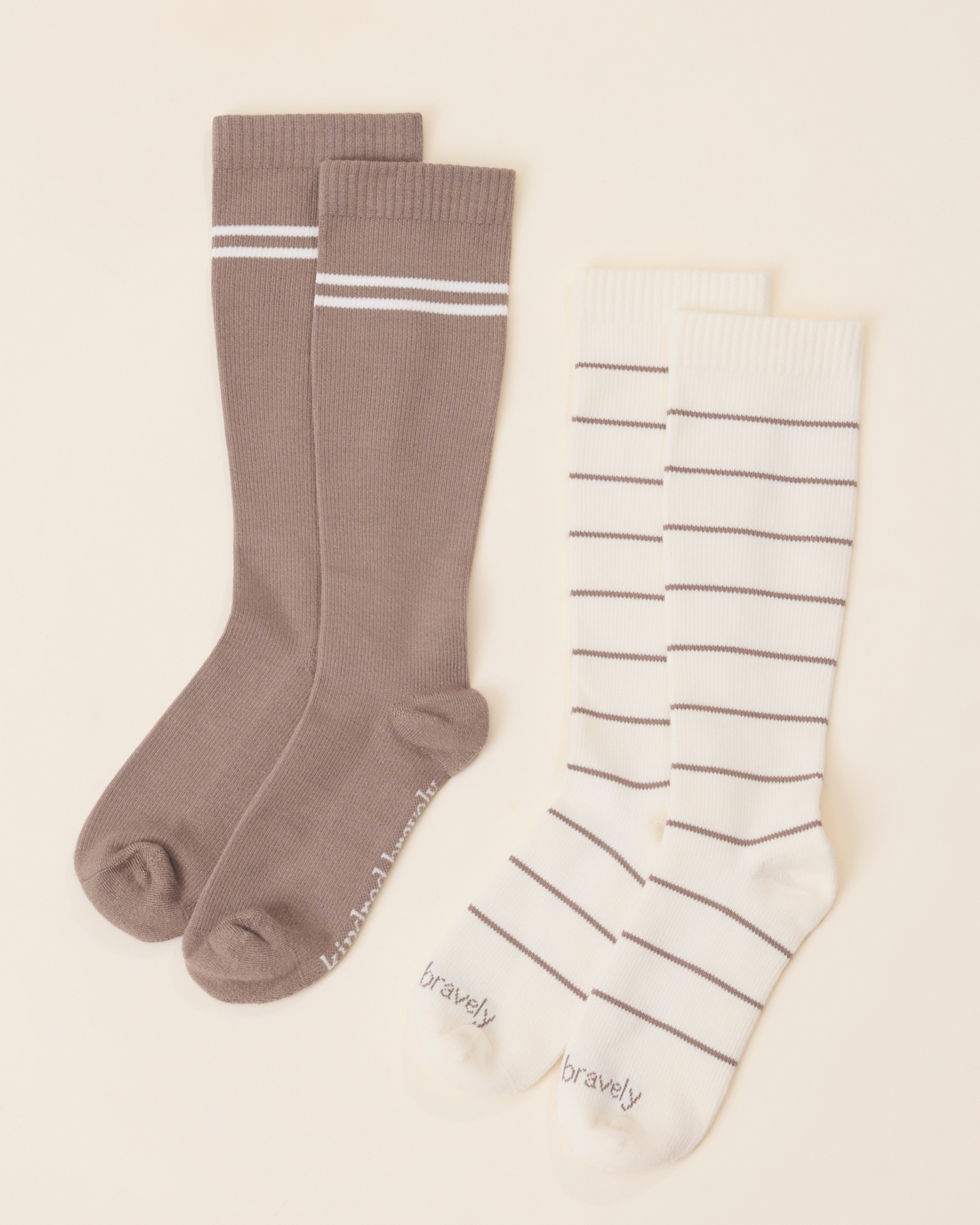 Premium Maternity Compression Socks (2-Pack) | Ivory & Taupe - Image 5