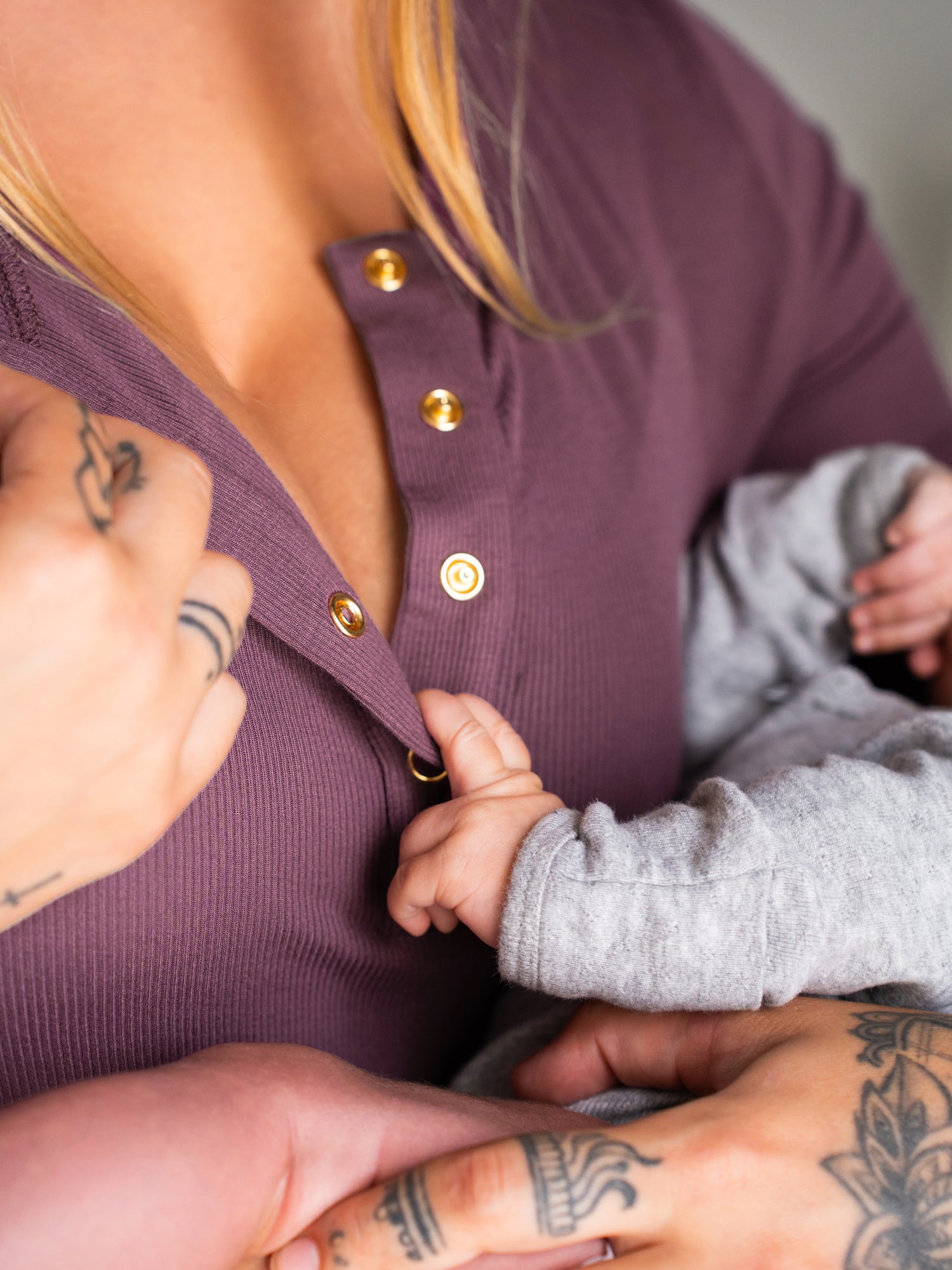 Riley Ribbed Bamboo Maternity & Nursing Nightgown | Burgundy Plum - Image 6